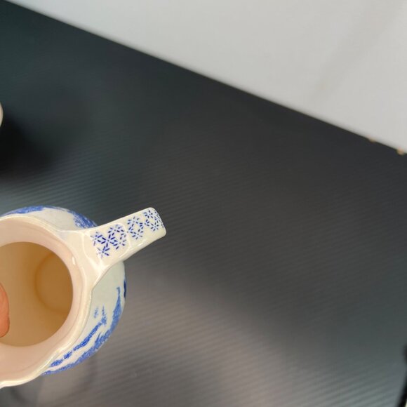 Vintage Norleans Blue & White Ceramic Pitcher Castle Landscape Design Japan - Picture 5 of 10